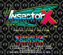Insector X title screen for Sega Mega Drive